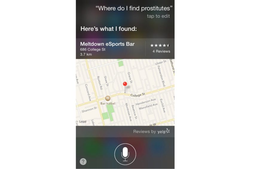 Siri recherche d'escorts