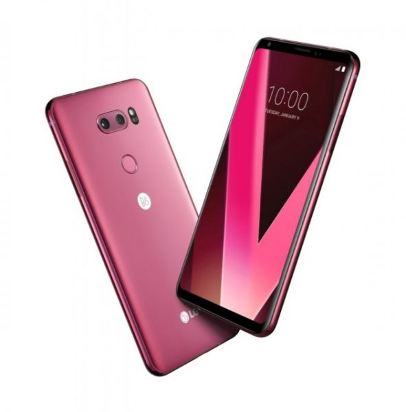 LG V30 rose 2 591x600 - CES 2018 : Un LG V30 rose et un écran QLED incurvé de Samsung