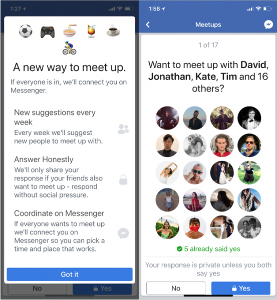 Facebook : quand le réseau social se prend pour Tinder avec Meetups !