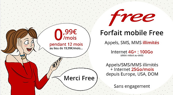 Free Mobile : profitez du forfait 100 Go à 0,99 euros sur Vente Privée