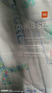 Xiaomi Mi 8 SE Slashleaks