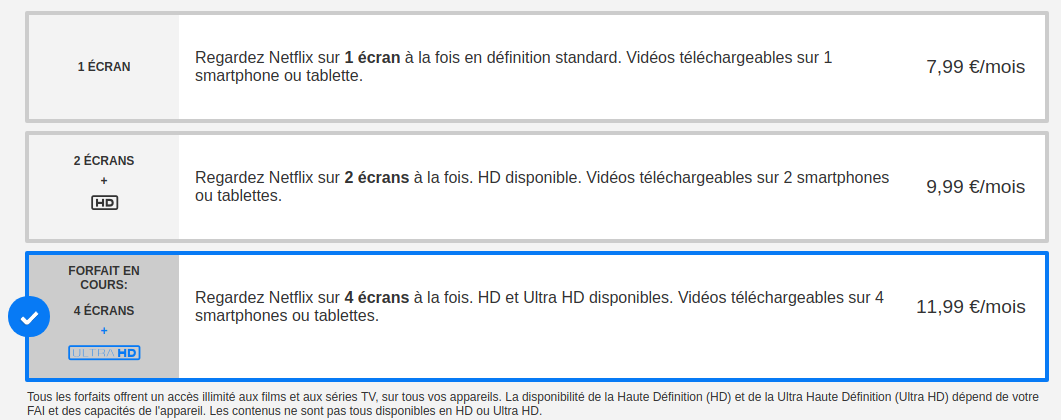 Netflix vous propose plusieurs offres NETFLIX : des abonnés haut de gamme