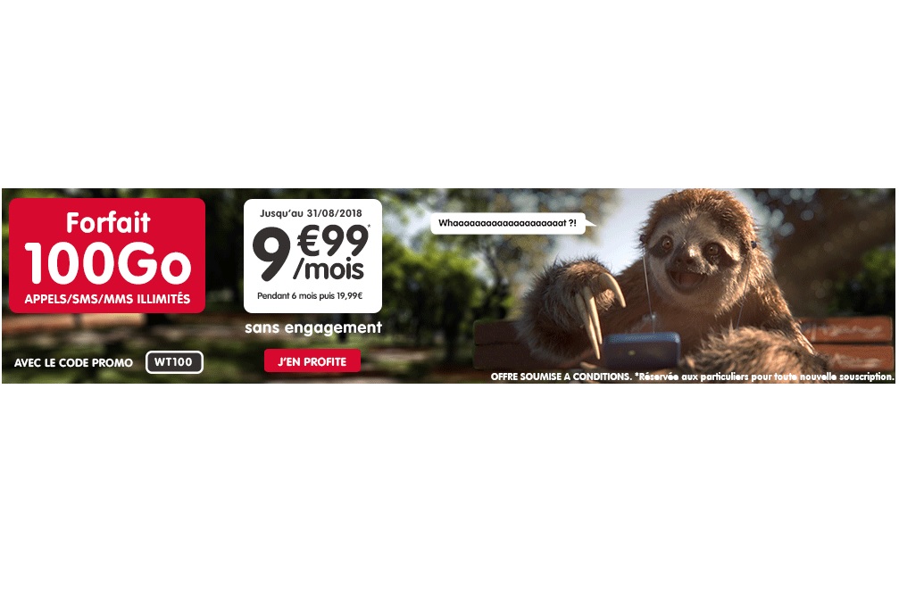 NRJ Mobile propose toujours son forfait 100 Go à 9.99 euros Le forfait 100 Go de NRJ Mobile à 9.99 euros est toujours d'actualité !