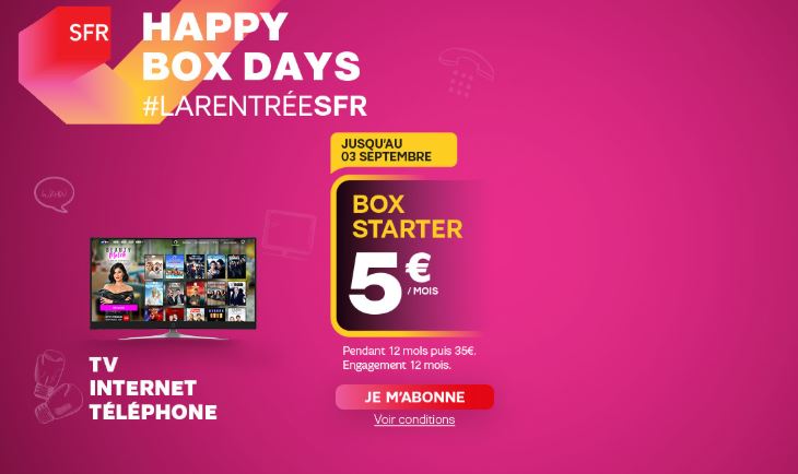 Happy Box Days : SFR Box Starter ADSL à 5 euros et Fibre à 9 euros !
