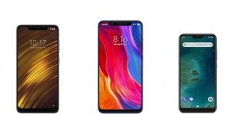 Pocophone F1, Xiaomi Mi 8 et Xiaomi Mi A2 Lite