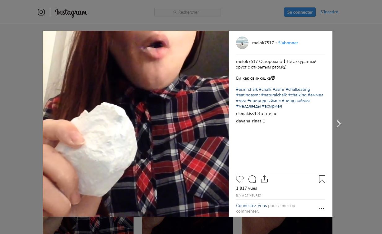 Instagram : on aura tout vu, même des mangeuses de craies Instagram : miam, c'est bon la craie
