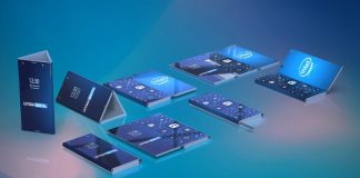 Un rendu du smartphone pliable d'Intel