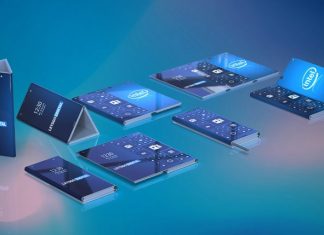 Un rendu du smartphone pliable d'Intel