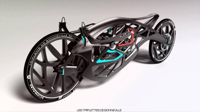 La fameuse moto imprimée en 3D Une moto imprimée en 3D présentée lors du Salon du 2 roues à Lyon