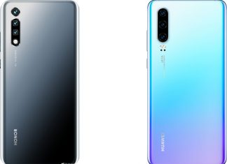 Un leak du Honor 20 à gauche face au Huawei P30 à droite